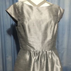 ALFRED SUNG Gray/Silver Midi Evening Dress